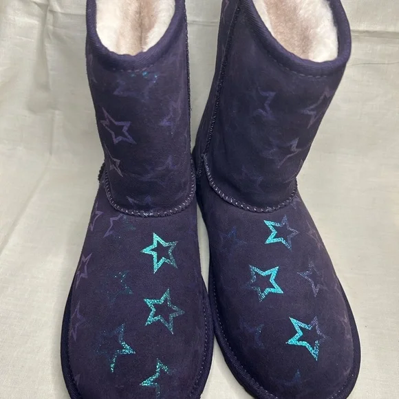 Youth UGG Classic II Iridescent Stars Nightshade/Purple Boots (NWT) - Picture 7 of 8